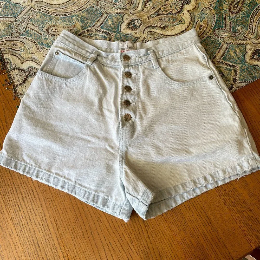 Republic Denim High Rise Button Fly Shorts Light Wash Baggy Vintage 90s 11 12